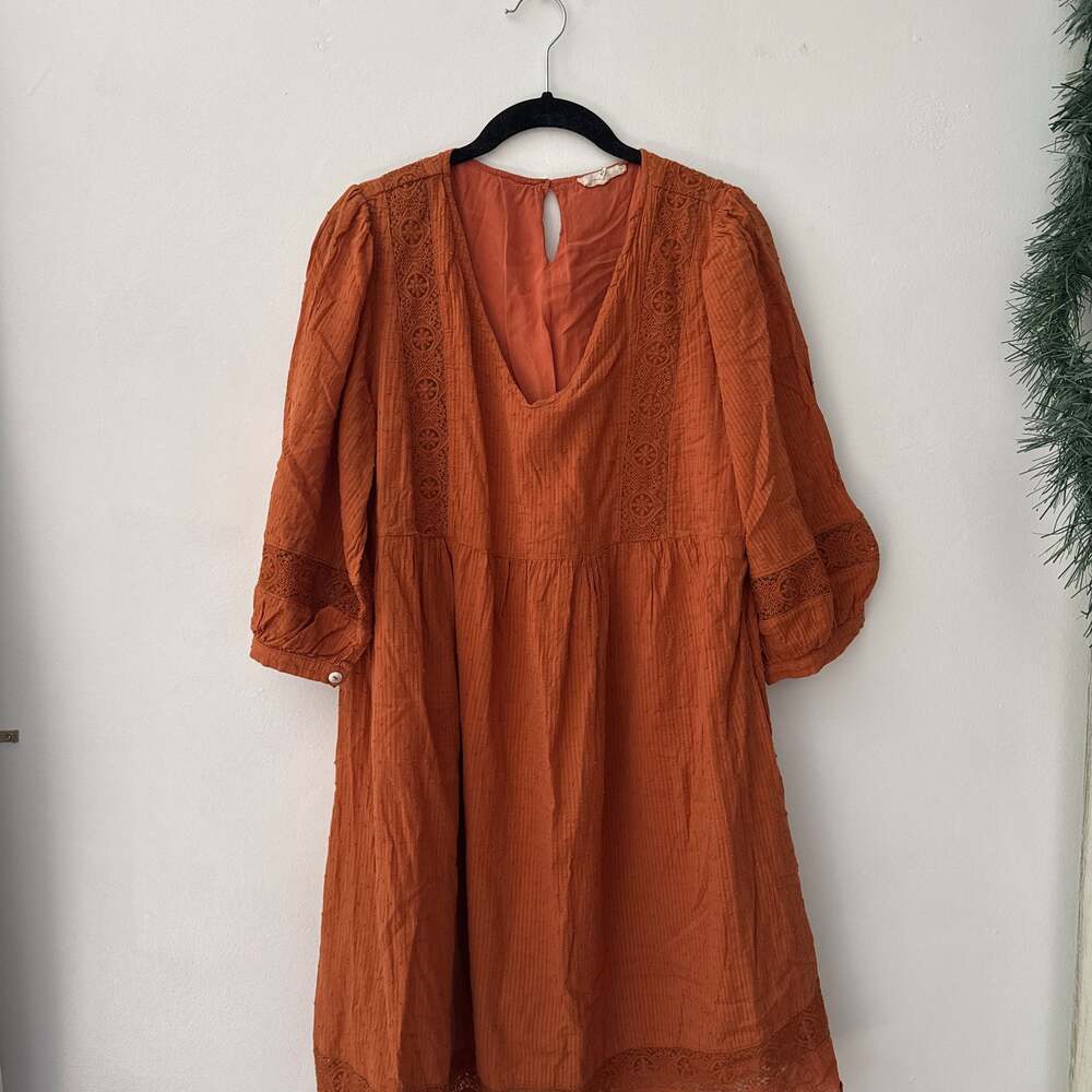 Roolee Marianna Puff-Sleeve Midi Dress Etruscan Clay